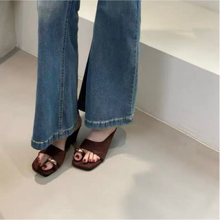 Giày Cao Gót Nữ Mũi Vuông Dày Gót Slip-On Thời Trang