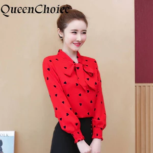 S-4XL Thời Trang Nữ In Hình Trái Tim Áo Dài Tay Nữ Áo Sơ Mi Hàng Đầu Áo Sơ Mi
