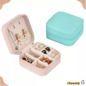 Hộp đựng trang sức CHEESELY, Hộp đựng trang sức du lịch thiết kế đơn giản phong cách Macaroon, Hộp đựng nhẫn da PU cỡ nhỏ cầm tay Sử dụng tại nhà