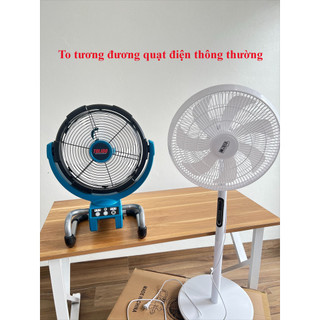 (CHÍNH HÃNG) Quạt tích điện Tolido, vừa dùng pin, vừa dùng điện trực tiếp. 3 tốc độ gió, lồng quạt lớn, có hẹn giờ, quay