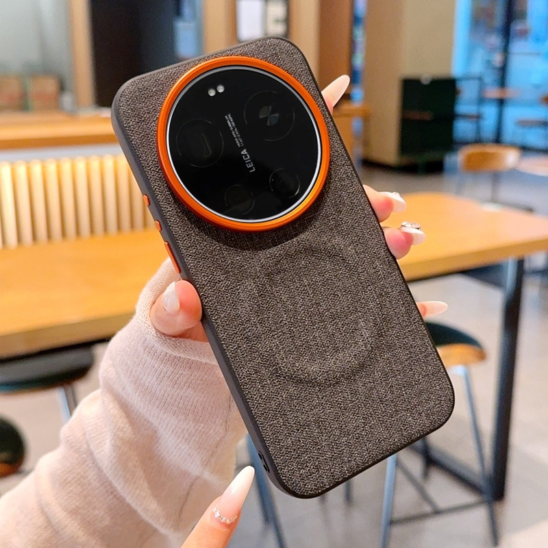 Dành Cho Xiaomi 14 15 Ultra mi 17 Ultra Ốp Lưng Vải Cao Cấp Họa Tiết Bao Da Mặt Sau Bảo Vệ Cho Xiaomi 15 Siêu Nam Châm Sạc Không Dây Vỏ Điện Thoại