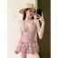 Váy bơi gợi cảm chất lượng cao màu hồng đen chấm bi, phù hợp cho kỳ nghỉ mùa xuân nóng bức