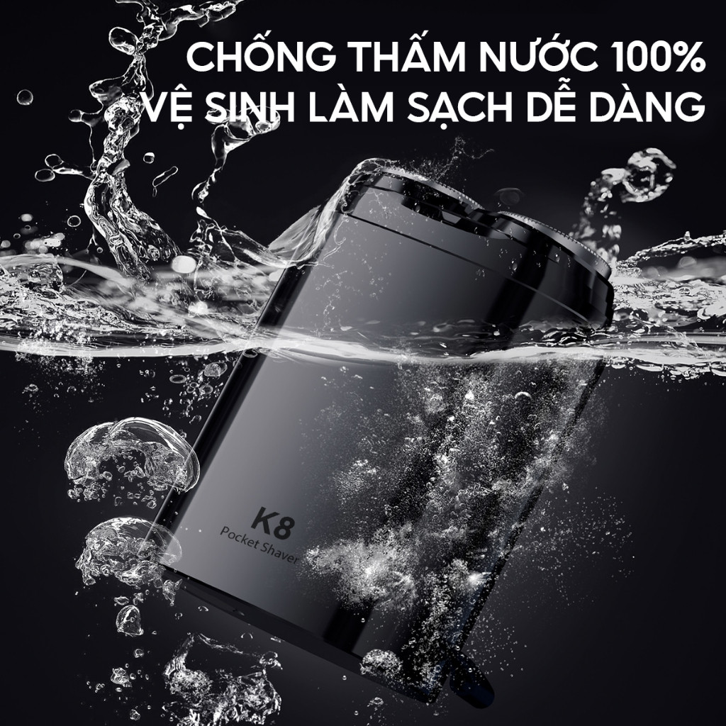 Máy cạo râu Enchen K8 đầu cạo 2D chống nước 100%, 18 lưỡi dao tự mài, Cạo không đau rát, BH 12 tháng