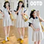 Trang phục bà bầu Thời trang mùa hè Váy thêu ve áo phù hợp