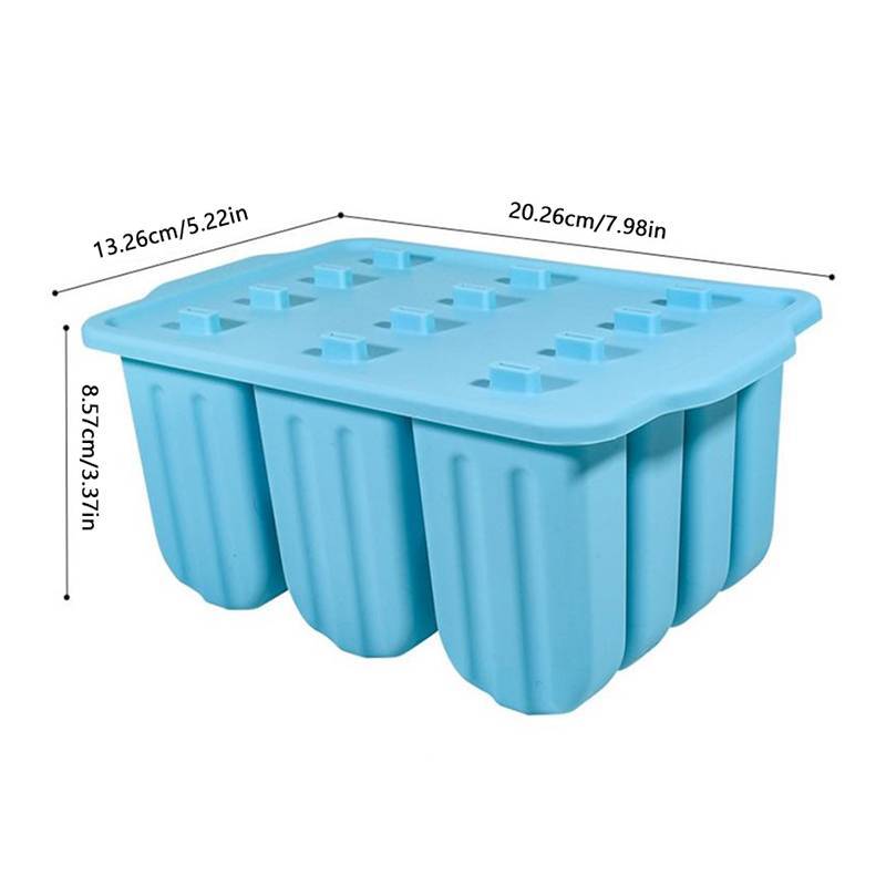 N2HAO 12 Khuôn Làm Kem Liên Tiếp Dễ Dàng Tháo Rời Khay Silicon Popsicle Cho Tủ Đông Tự Chế Đá Có Nắp Nhà Bếp Món Tráng Miệng n
