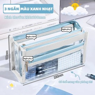 Túi Bút Trong Suốt Nhiều Ngăn – Túi Đựng Bút Dễ Thương, Đơn Giản, Dung Tích Lớn Cho Học Sinh