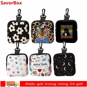 Ví SAVORBOX, Ví đựng tiền xu bền nhẹ, Túi lưu trữ dây kéo in hình trái tim chuồn Mini chống nước Quà tặng bạn bè