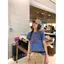 Áo thun ngắn tay in hình chim cánh cụt màu xanh mùa hè Slim-Fit Slimer Look Top Hợp thời trang