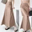 Váy Satin ROLY, Váy cạp cao bằng axit axetic Satin mỏng vừa vặn, Thiết kế ôm hông thanh lịch Hàn Quốc Váy Midi vải màu trơn mùa xuân hè
