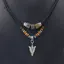 Dây chuyền vintage tribal nam, da nhân tạo đính cườm, mặt đá thời trang