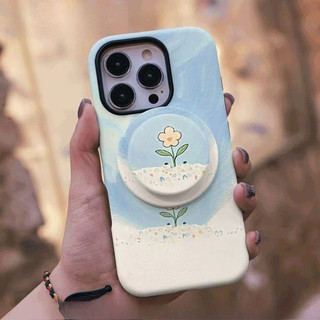 Ốp bảo vệ họa tiết hoa xanh cho iPhone 11 12promax 13pro15pro 15promax 14 14promax 14pro 16 pro max 16 plus 17 17promax ốp lưng hai trong một