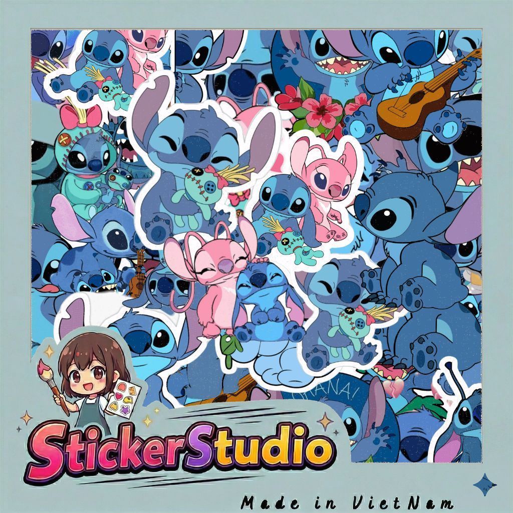 60 sticker Lilo and STICH Disney siêu đẹp  trang trí sổ tay note book laptop mũ bảo hiểm chống nước tốt