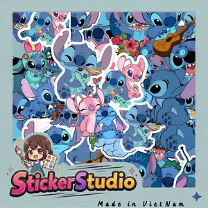Set 60 Sticker Lilo & Stitch Disney Chống Nước Dán Laptop Vali Mũ Bảo Hiểm