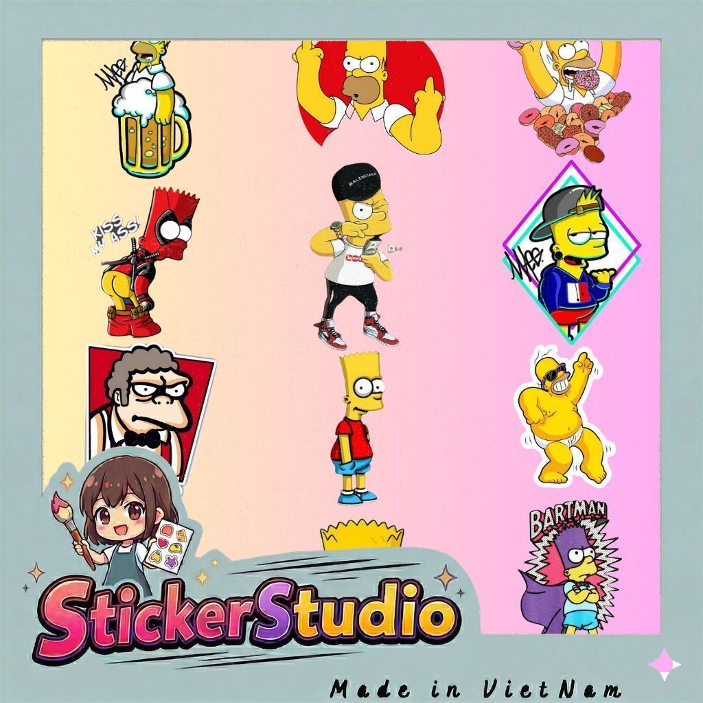 60 Sticker gia đình simpson trang trí rất bựa