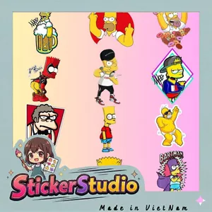 Set 60 Sticker Gia đình simpson Chống Nước Dán Laptop Vali Mũ Bảo Hiểm Sổ Tay