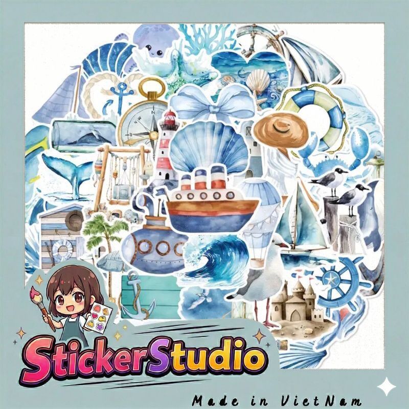 60 sticker chủ để biển cả cho các bé phân biệt học tập