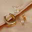 Bông tai micro-ind zircon ba mảnh, phù hợp mọi dịp