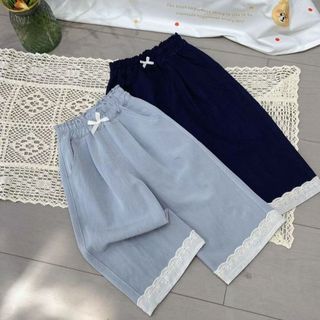 Bé Gái Ngọt Nơ Ren Khâu Quần Mùa Hè Thường Ngày Mỏng Phong Cách Phù Hợp Với Nhẹ Trẻ Em Bé