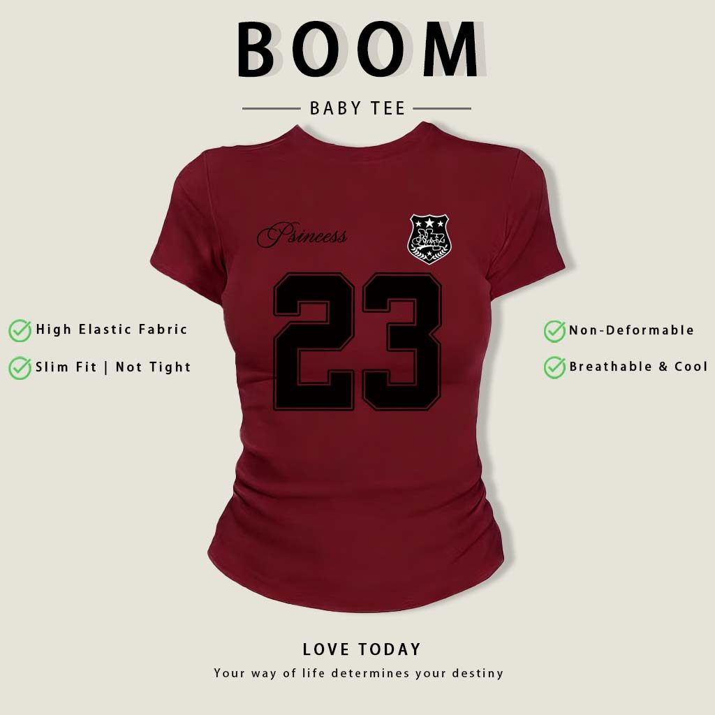 BOOM Áo Baby Tee Nữ Cotton Ôm Body-Áo Thun Ngắn Tay Y2K In Hình PhongCách Mùa Hè, Cổ Tròn Hàng Đầucách hàn quốc phongW70