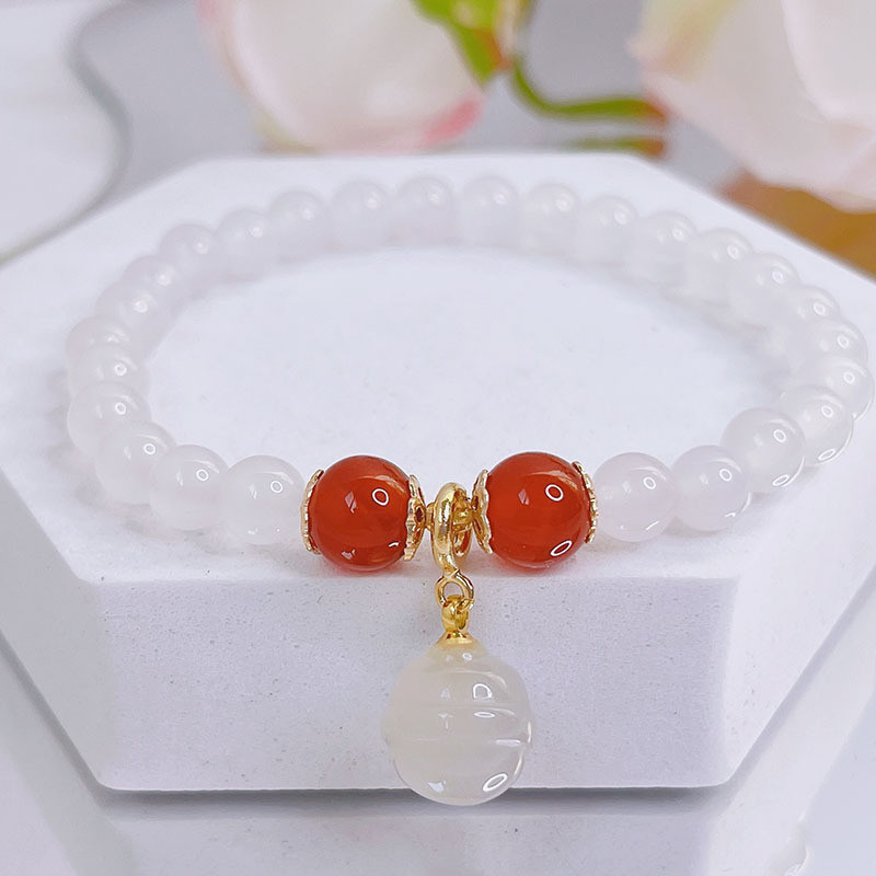 Vòng tay mã não thạch vải lanh đơn giản mới