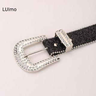 LUImo Y2K Nữ Thời Trang In Hình Chắc Chắn Đính Full Kim Cương Giả Dây Da Pha Lê Có Thể Điều Chỉnh Lấp Lánh Dây Thắt Lưng Cho Câu Lạc Bộ Đảng SBS