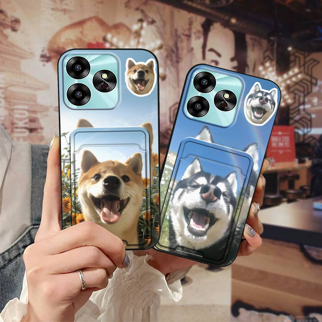 Bọc Toàn Bộ Ốp lưng Cho UMIDIGI G6 5G Vỏ Chống Thấm Nước Vỏ Mềm Chống Sốc Tay Áo Thẻ Chó Bền Dễ Thương Túi Đựng Thẻ Thiết Kế Thời Trang Mèo Graffiti Khe Cắm Thẻ Chống Bụi Bẩn