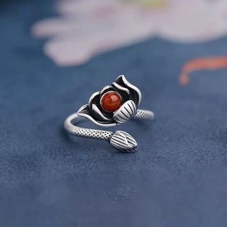 Phong Cách Dân Tộc Đau Khổ Có Thể Điều Chỉnh Vòng Tay Hoa Sen Nam Đỏ Hoa Nhẫn Nữ Chỉ Số Ngón Tay Trang Sức Thêm HYF0
