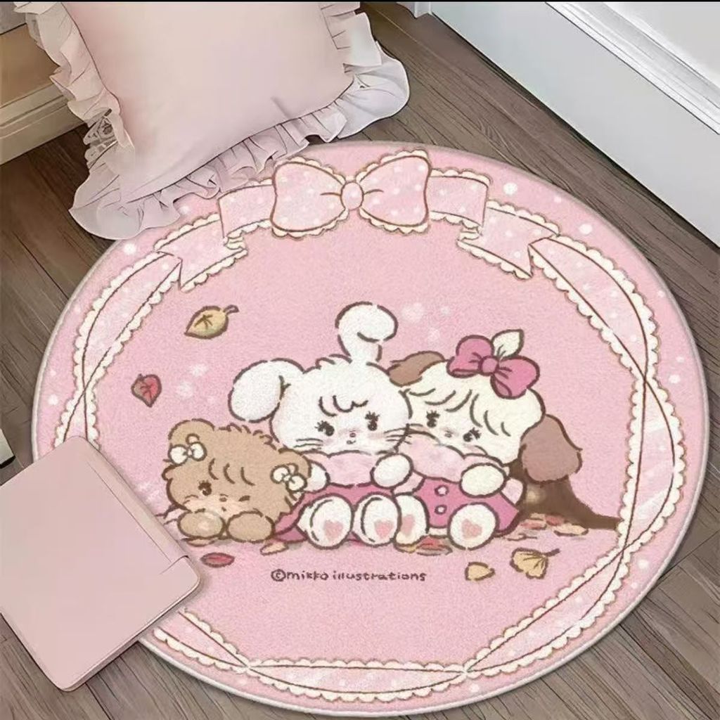 Thảm trải giường tròn Phòng khách Thảm phòng ngủ Phòng trẻ em Thảm trải sàn Cashmere giả mềm mại