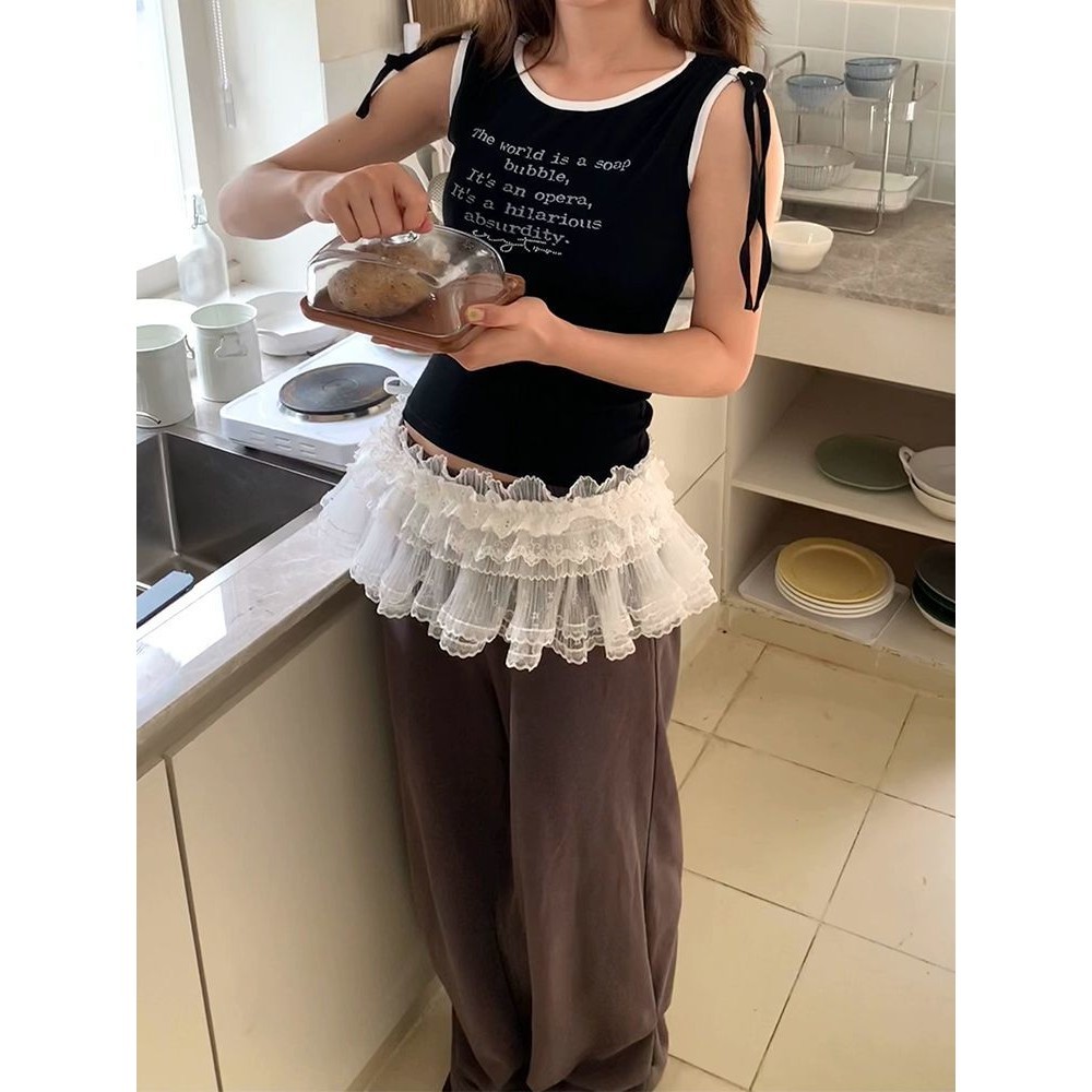Milyfashion    Váy xếp tầng  Ren  Chân váy  Chân váy  Thắt dây