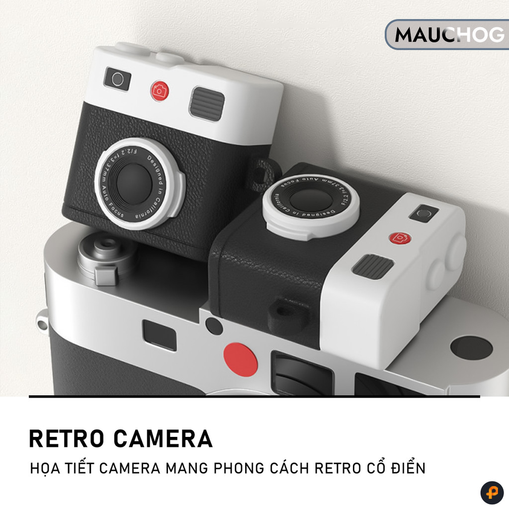 Ốp In Hình Máy Ảnh Camera Retro Cổ Điển Sạc Không Dây Kèm Móc Khóa Cho Airpods Pro 3 2 Airpods 4