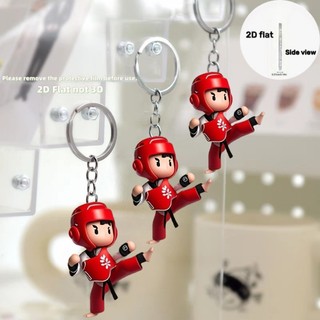 Móc khóa đồng phục Taekwondo xanh đỏ - Mặt dây chuyền Acrylic 2D hoạt hình cho túi đựng ô tô