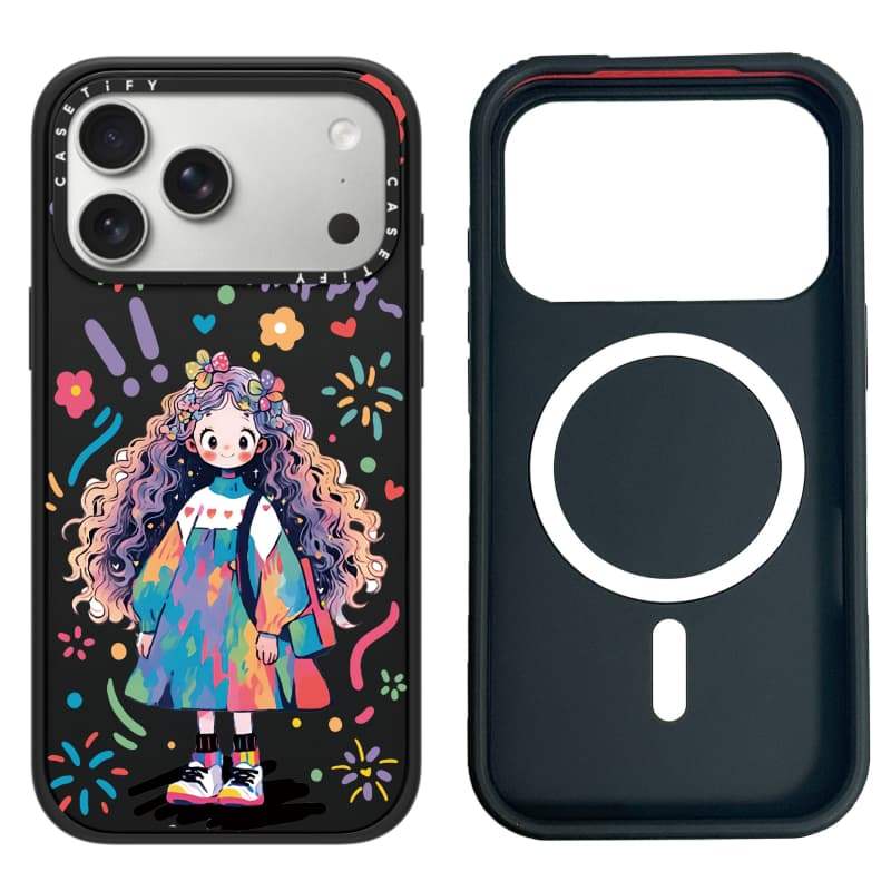 CASECASE X Happy Girl Case White Camera Ring Edition Matte Đen Cứng Hút Từ Tính Tác Động Dành Cho Apple IPhone 13 14 15 16 17 Pro Max Air Plus Có Hộp