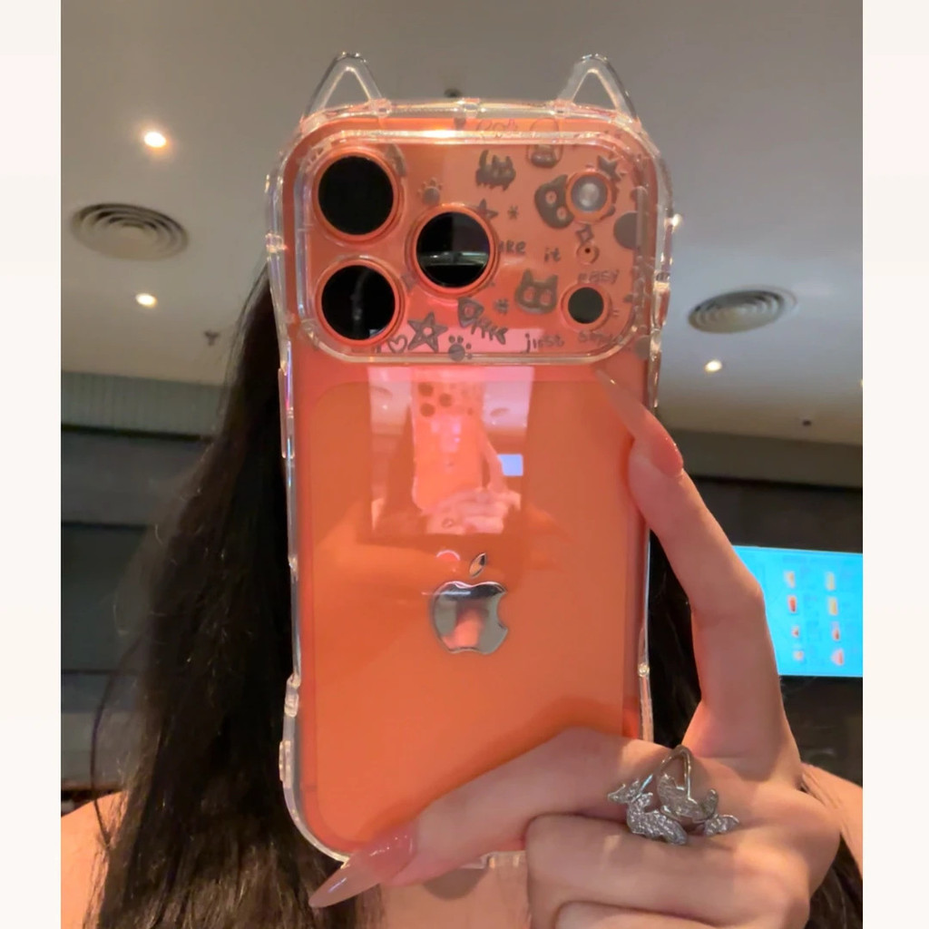 Mèo Xương Cá Thích Hợp Cho Apple 17Promax Vỏ Điện Thoại IP16 Tai Mèo 15 Trong Suốt 14 Nữ 13 Bìa Mềm 2025.12.24