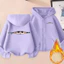Trẻ Em Mèo Dễ Thương Màu Xám Hoạt Hình Zip Up Áo Lông Cừu Lót Áo Khoác Ấm Có Mũ Trùm Đầu Cho Mùa Mát
