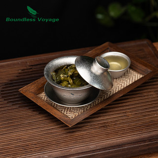 Boundless Voyage Titanium Double-Walled Teacup Gaiwan Kung Fu Teaser Siêu Nhẹ Cắm Trại Du Lịch Trà Dịch Vụ Cốc Ti3144D
