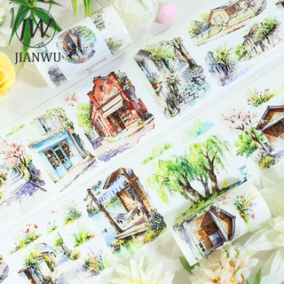 JIANWU 80mm * 200cm Vintage Mùa Xuân Vật Liệu Phong Cảnh Hoa Cắt Kéo Thêu Sò Băng Washi Sáng Tạo DIY Tạp Chí Văn Phòng Phẩm