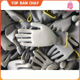 Găng tay xám phủ PU lòng bàn tay cao cấp cho xây dựng, cơ khí, làm gara oto