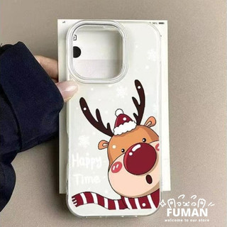 Giáng Sinh Mới Màu Trắng Ốp lưng iQOO Z10 Z10X Z9 Turbo Pro Plus Z9X Z9S Z8 Z8X Z7 Z7i Z7X Z6 Lite Z5X Z5 Z3 Z1 5G 4G Dễ Thương Nai Sừng Tấm Ốp Lưng Cặp Đôi Chống Sốc Lỗ Lớn