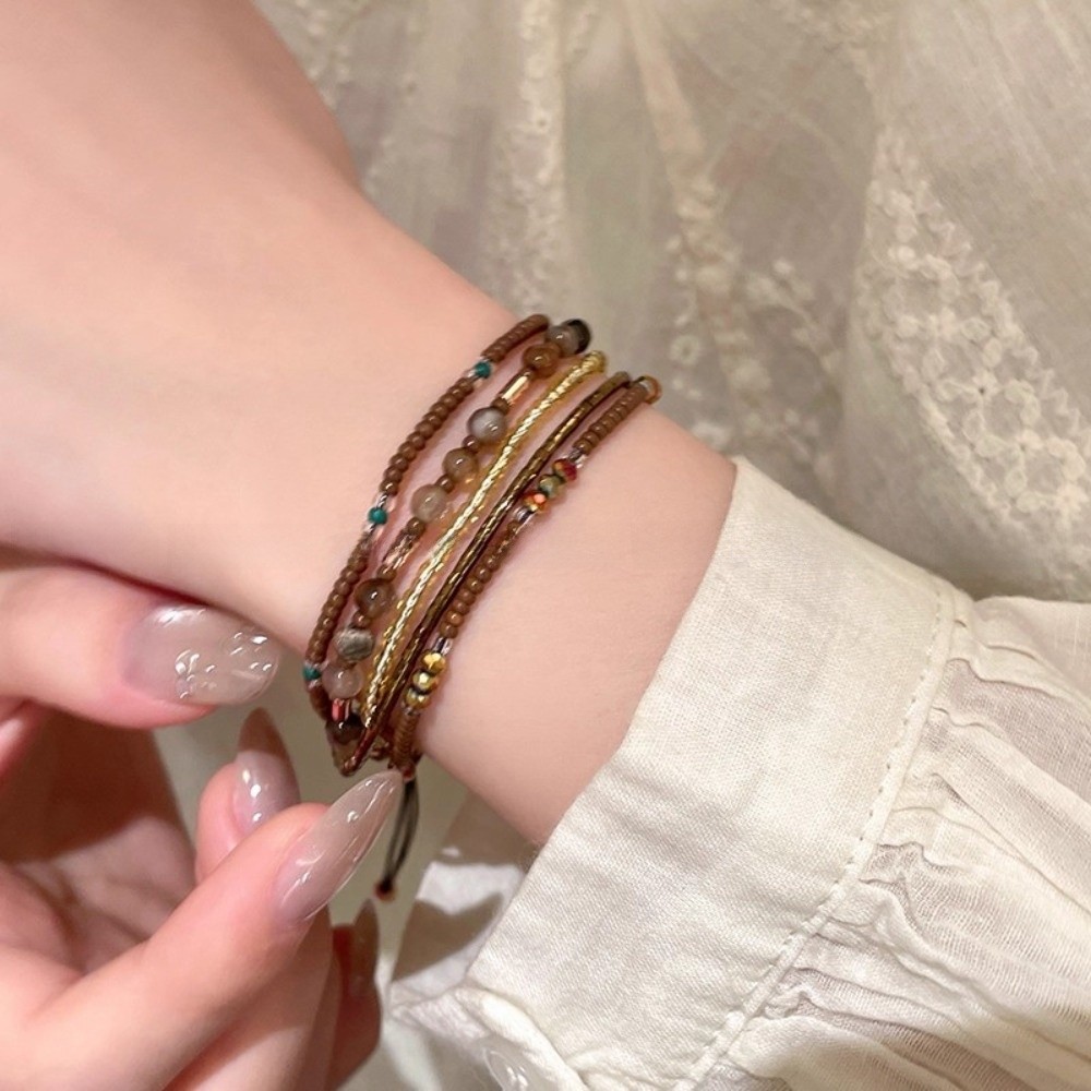 FEDAOG Lắc Tay & Vòng Tay Đính Hạt Màu Xanh Co Dãn, Thiết Kế Bohemian, Phù Hợp Để Xếp Chồng