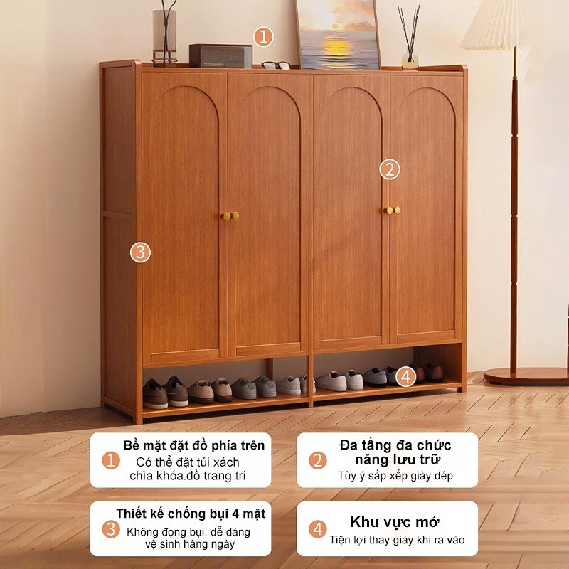 Tủ giày hình vòm phong cách Bắc Âu, làm từ gỗ cao cấp - Điểm nhấn hoàn hảo cho nội thất phòng khách