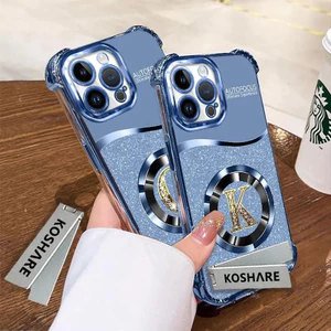 Ốp Lưng Cho iPhone 12Promax, Phim Hoạt Hình Full Cover, Chống Rơi, Hộp Chữ Lấp Lánh Xanh, Mạ Điện, Vỏ Điện Thoại Silicon Bảo Vệ Camera
