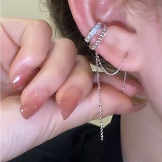 Bông tai kẹp tai hai lớp zircon thời trang, đơn giản, thanh lịch với chốt tai tích hợp