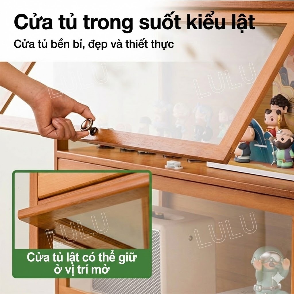 Tủ Kính Sang Trọng Để Bàn Bằng Gỗ Tự Nhiên Chịu Lực Tốt Lý Tưởng Trưng Bày Vật Phẩm Giá Trị