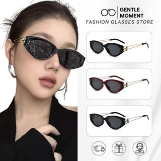 Kính râm mắt mèo chống tia UV GENTLE MOMENT kính mát gọng kim loại sang trọng thời trang nam nữ GM3358