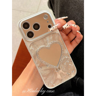 Kim Cương Sang Trọng Trái Tim Tình Yêu Gương Trang Điểm Ốp Lưng Điện Thoại Xoay 360 Độ Giá Đỡ Ngang Và Dọc Đứng Phù Hợp Với iPhone Huawei Android Đa Năng Di Động Cover
