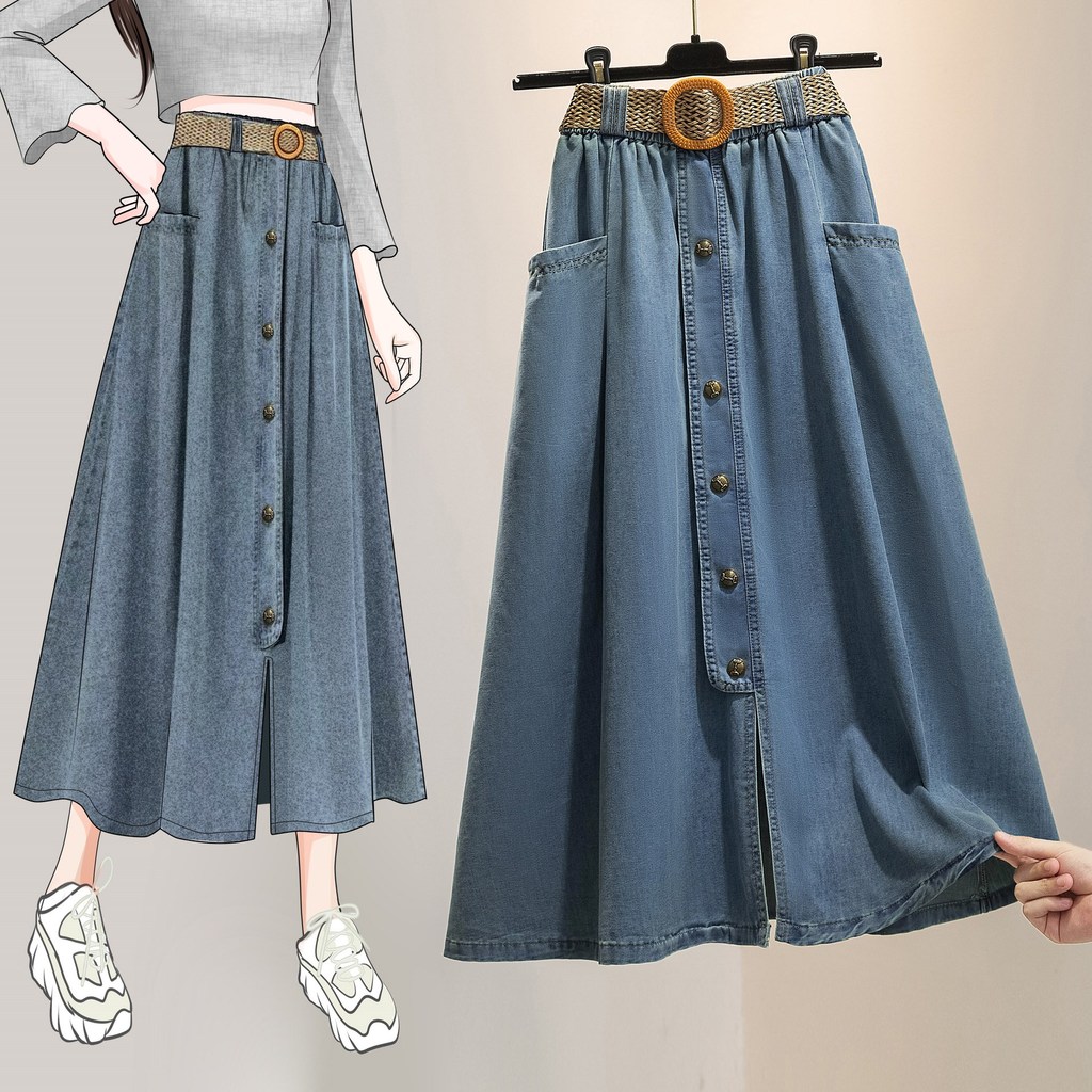 Váy mỏng nhẹ, chiều dài phù hợp với quần jeans, giúp tôn dáng eo nữ tính