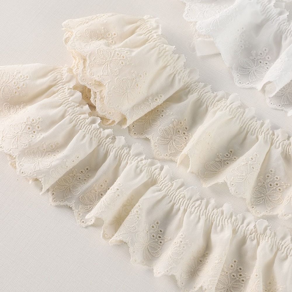 ODAKA Ruffle Ren Viền, Vải Ren 7cm Chiều Rộng Trắng, DIY Craft Ribbon Cotton Ruffle Thiết Kế Vải Viền