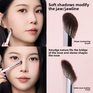 Bàn chải mỹ phẩm hai đầu Phấn nổi bật Bàn chải phấn má hồng Mũi bóng hồ sơ Bàn chải trang điểm mắt đa chức năng di động
