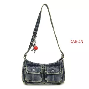 DARON Retro Túi Denim, Túi Đeo Ngang Túi Xách Cô Gái Cay Túi đeo dưới cánh tay, Túi Nách Y2K Di Động Túi Nách Túi Vải Dạo Phố