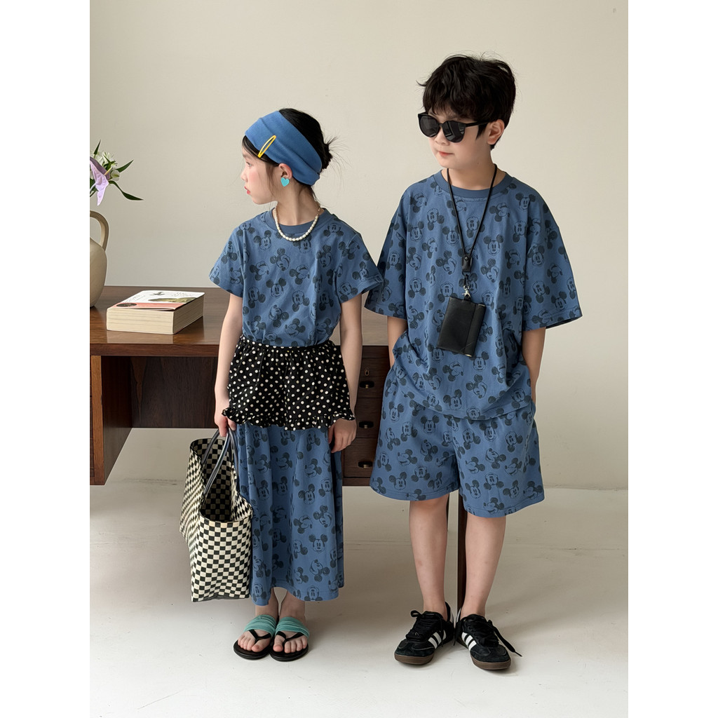 Bộ Đồ Trẻ Em In Hình Full Hoạt Hình Quần Short Tay Ngắn Bộ Đồ Hai Mảnh Trẻ Em Thường Ngày Anh Em Quần Áo